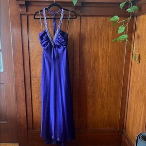 Morgan & Co. Deep Purple Backless Halter Dress Size 2/4 see measurements